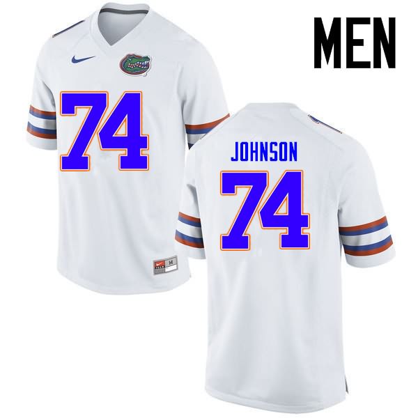 NCAA Florida Gators Fred Johnson Men's #74 Nike White Stitched Authentic College Football Jersey QWC4664OW